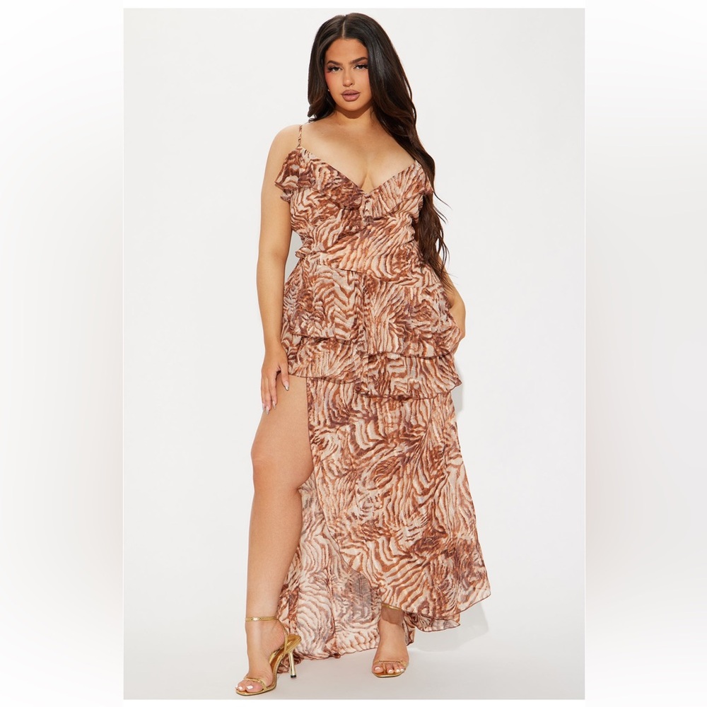Ruffled shiffon maxi dress